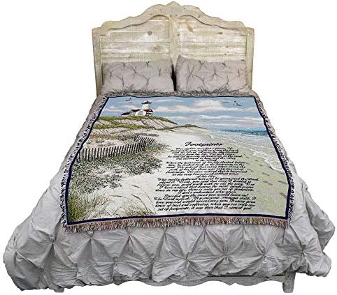 Одеало Pure Country Weavers Стъпки на Исус по пясъка 2 - Религиозен Подарък Гобеленовый каре, Изтъкан от памук Произведено в САЩ (72x54)