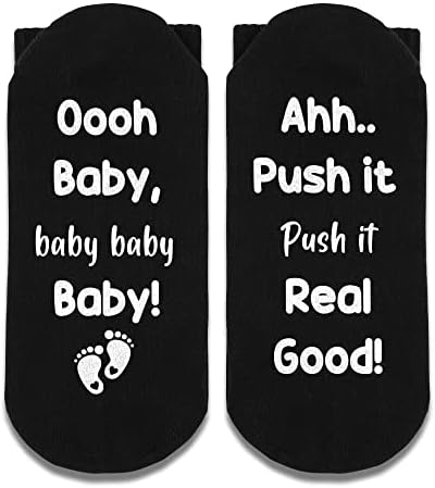 FujLoy Oh Baby Push it Истински Добър Чорапи, Чорапи за бременни, Чорапи за бременни. (030) Черен