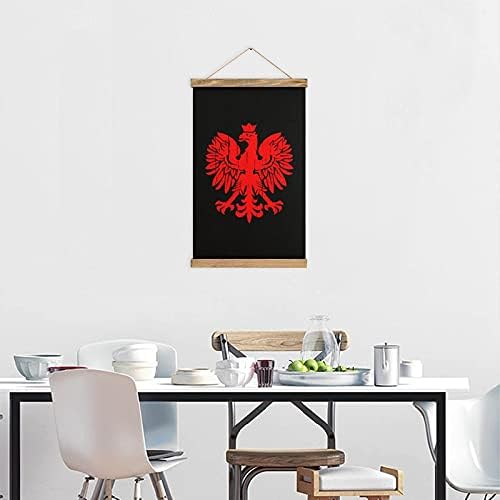Полски Флаг Орел Платно Изкуството Виси Картина на Превъртане на Изображението Тиково Дърво за Украса на Дома за готвене