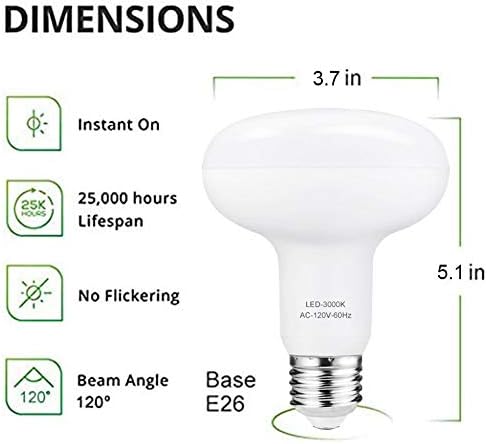 Led лампа R30 или BR30, 12 W (еквивалент на 100 Вата), 1200 Лумена, подмяна на лампа с мощност 100 W, мек бял цвят 3000 До, за използване на вградените, широка прожектор, с регулируема