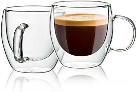Чаши за еспресо Sweese, чаши за Кафе от стъкло с двойни стени, 5 грама, Комплект от 2 броя, Идеално за приготвяне на