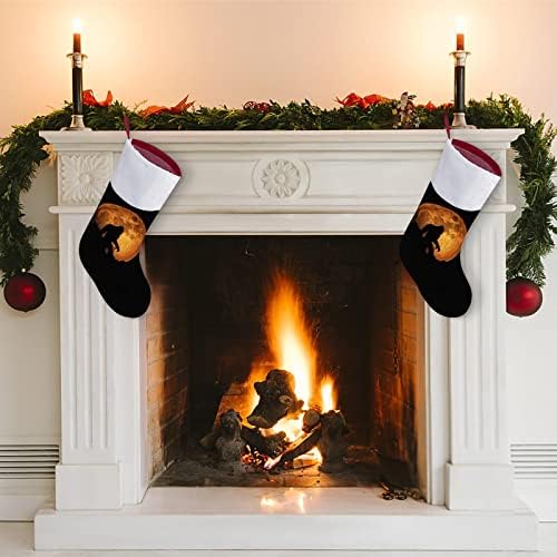 Червена Луна Снежен Човек, Коледни Чорапи Окачени Чорапи С Принтом Коледно Дърво Украса За Камината