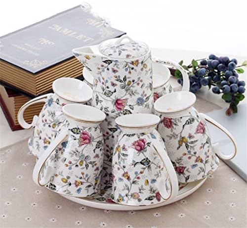 XIULAIQ чай от цвете от ратан от костен порцелан с тавата, комплект чаши, керамични комплект чаши голям капацитет, домакински чай (Цвят: A, размер: както е показано на фиг