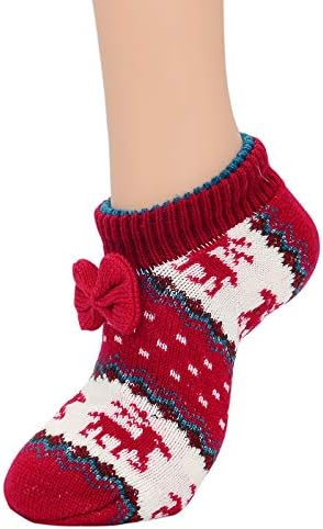 Американски Тенденция Чорапи-Чехли с Захватами, Пухкави Чорапи за Жените, Нескользящие Коледни Чорапи, Удобни Зимни Чорапи