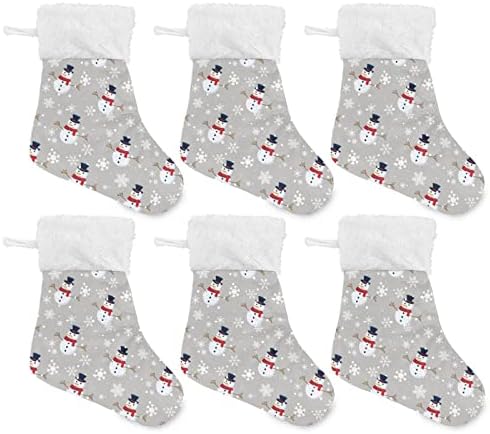 JSTEL Коледни Окачени Чорапи с Снеговиком, 6 Опаковки, Малки Коледни Празници Окачени Чорапи за Коледната Елха, за Подарък,