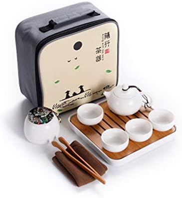 Керамични Чай набор от Hoobar за кунг-фу, Преносим Пътен Чаен комплект с машина за чай, Чаени чаши, чаени канистрой,