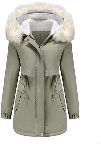 Яке-парка с качулка на руното лигавицата DASEIS, Зимно Дамско палто за джогинг, Ежедневното Памучно Палто копчета с дълъг ръкав