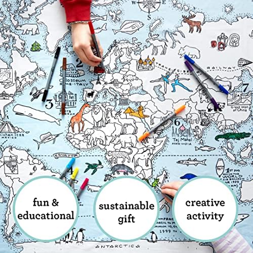 Детска Покривка оцветяване eatsleepdoodle Карта на света - Раскрасьте своя собствена карта на света - Развивающее урок
