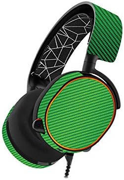 Кожата MightySkins е Съвместим с игри слушалки SteelSeries Arctis 5 - Лаймовое въглеродни влакна | Защитно, трайно и