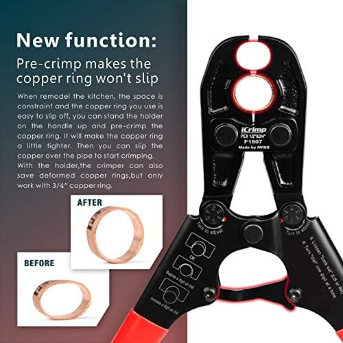 Пресклещи iCrimp PEX за Медни пръстени 1/2 и 3/4 с нож доставка и калибром PEX