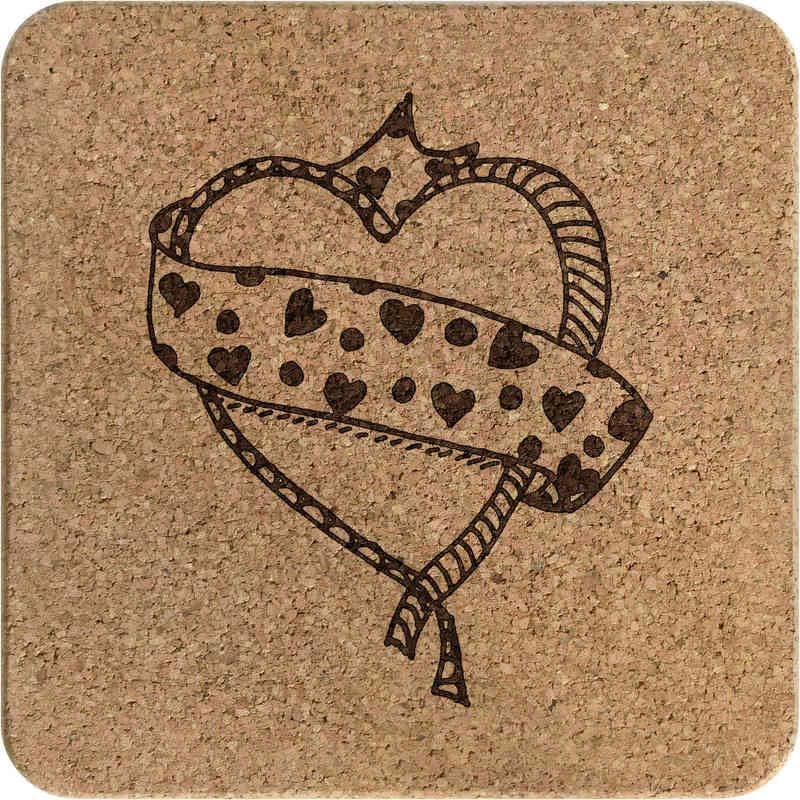 Квадратна Corkboard Поставка с панделка във формата на сърце/на Саксията (TR00022494)