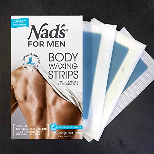 Восъчни ленти за тяло Nad's For Men - Восък Епилация За мъже - Комплект за депилация В домашни условия С 20 Восъчните ленти + 2 Успокояващи Маслени кърпички