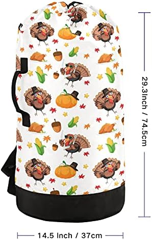 Чанта за дрехи за Деня на Благодарността, Есен Турция, Тежка Раница за пране на дрехи с плечевыми ремъци, Дръжки, Пътна