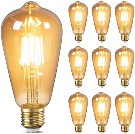 Led лампа DiCUNO ST64 Edison 60 W, 6 W, Реколта крушки E26, Кехлибар и бял 2300 До 600лм, Led лампи с нажежаема жичка