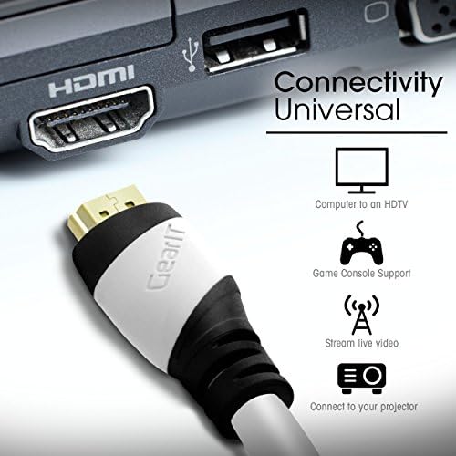 6 Фута HDMI Кабел, Кабел GearIT 2-Pack Серия Pro HDMI Кабел 6 Фута висока скорост с Ethernet разделителна способност от 4K 3D Видео и ARC Аудио Обратен канал HDMI Кабел, Бял