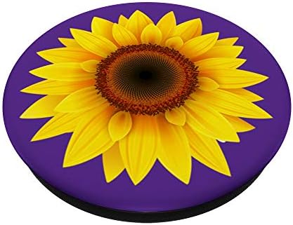 Слънчоглед Sun Flower Decor Ябълки Жълто-Лилав Фон PopSockets С Възможност за смяна на PopGrip