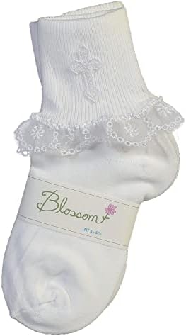 Дантелени чорапи за Кръщение - Чорапи за Кръщаване на Малки момичета - Детски бели чорапи За Кръщение - Accesorios de Bautizo para Niña
