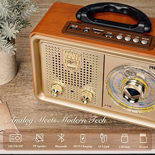 Ретро Преносимо радио AM FM радио къси вълни На Радио Батерии Винтажное радио с Bluetooth, Портативно Цифрово радио-PRUNUS