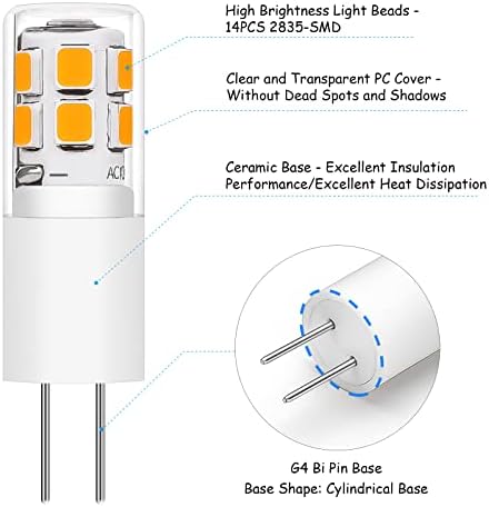 Led Лампа VALUCKY G4, Led Лампа 12 1,5 W, Топло Бяла 3000 До 200 Lm Led Мъниста с Висока Яркост, 5 бр.