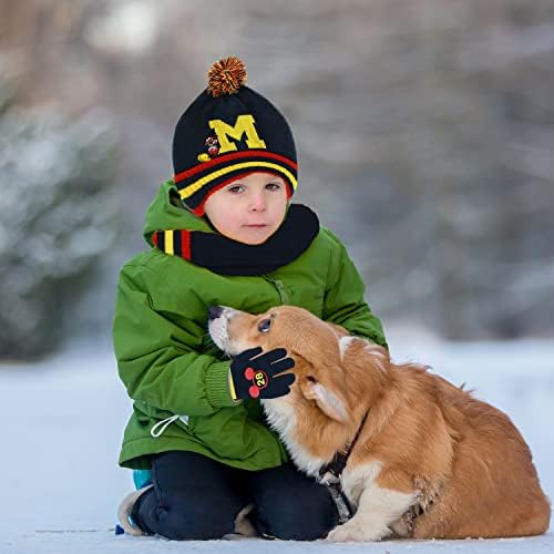 Детска зимна шапка с Мики Маус, шал и зимните ръкавици, комплект от 3 бр., мека и приятна градинска дрехи за момчета