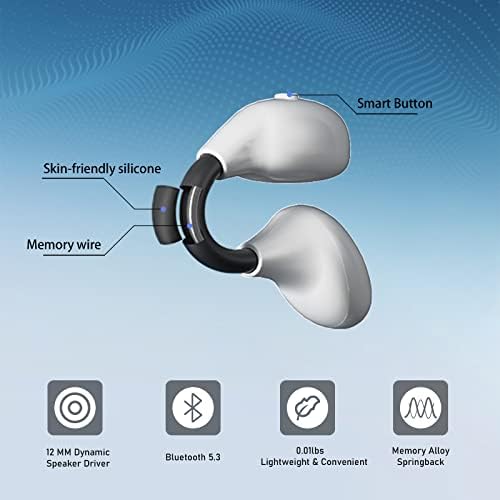 Mosonnytee Слушалки с отворени уши Безжични Bluetooth слушалки на ушите, с въздушна проводимост, Безжични Слушалки за спорт с микрофон, 7-Часово използване на Слушалки за бяг