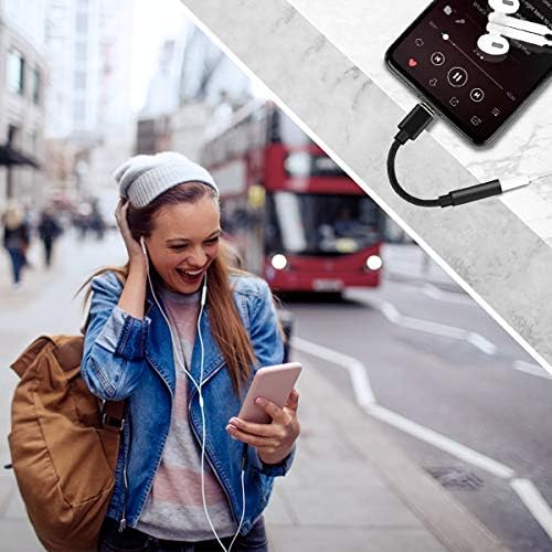 Аудиоадаптер USB C за 3.5 мм слушалки, адаптер за слушалки USB C, за да Aux Type C конектор за слушалки 3.5 мм КПР, който е Съвместим с Samsung Galaxy S20 S21 Ultra S20 + Note 20 OnePs 7T Pixel 5/4/3