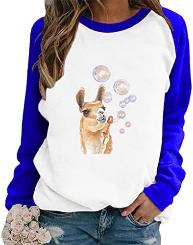 Есенно-Зимни Hoody с кръгло деколте за жени, Модни Свободна Тениска с Принтом, Блуза с Дълги Ръкави, Ежедневни Потници, Блузи