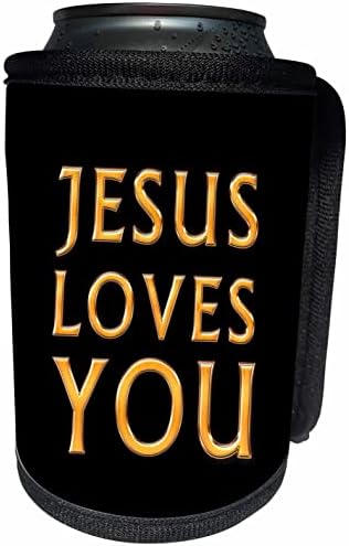 3дРоза Исус Те обича невероятно кристиан текст е в жълто. - Опаковки за бутилки-охладители (cc-365704-1)