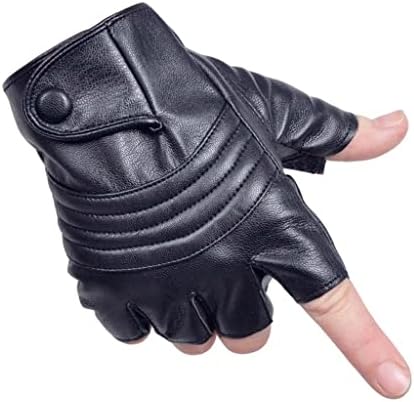 Дебели Мъжки Кожени Ръкавици за шофиране, ръкавици половината от пръста за фитнес, черни ръкавици за тренировки, Велосипедни ръкавици за Фитнес (Цвят: A, Размер: One Siz