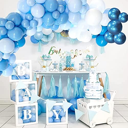 Набор от гирлянди от сините балони FUNTOOB, Светло Сини балони, 130 бр. Декорация за Рожден Ден на момче, Набор от Гирлянди