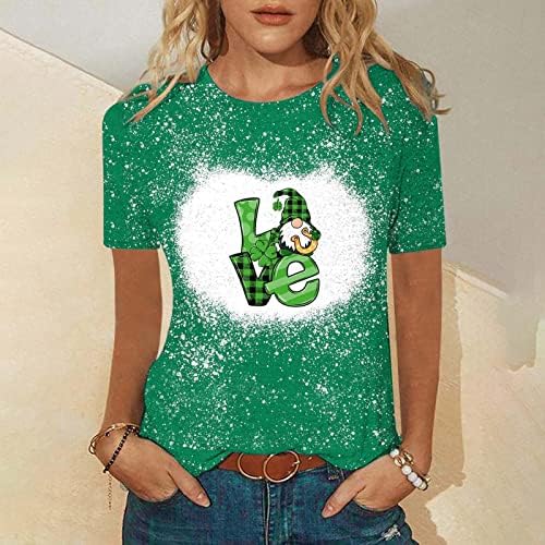 Yubnlvae Тениски на Деня на Св. Патрик за Жени с Мек деколте във формата на Сърце Свободно, намаляване За Почивка Срастване Облекло