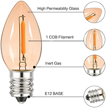 Led лампа Edearkar E12 с основа под формата на канделябра, 0,5 W (еквивалент на 5 Вата), Нощна лампа с нишка нажежаема C7 за хладилник, Къщи, 50ЛМ, 110 В, с регулируема яркост, топла ?