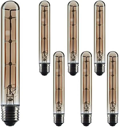 LED лампа CROWN LED 6 x Smoky Edison Flute с цокъл E27 от димен стъкло, с регулируема яркост, 4 W, 2200 К, Топло бяло, 230 В, SY29, Антични лампи с нажежаема жичка в ретро-винтидж стил [Клас конс