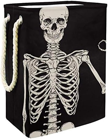 Inhomer Човешки Скелет Представлява Изолиран на Върха на Черна 300D Оксфордской PVC, Водоустойчив Кошница За Дрехи, Голяма