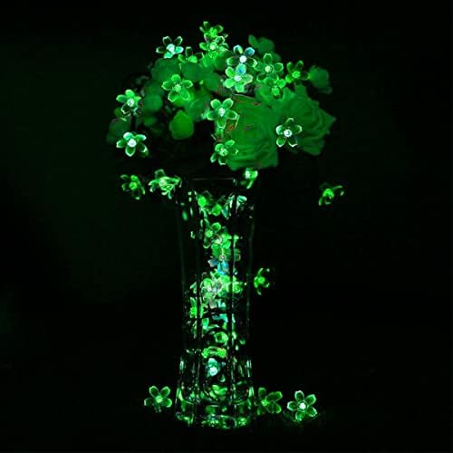 ITICdecor Цветето на Струнни Светлини Зелени Светлини Открит Водоустойчив 50 led Страхотна Светлина Украса на Градина, Двор, Ограда на Двора на Пролет (Зелен)