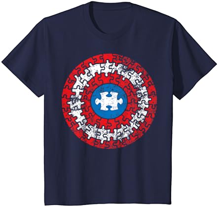 Тениска Captain Аутизъм Aspergers Awareness Superhero Пъзел Shield с логото на