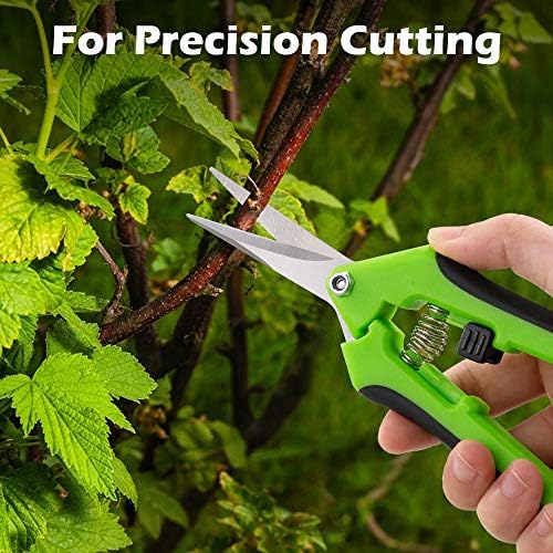 Градински ръчни ножици Hanlomele за почистване, градинарски ножици за подстригване, извити, с остри ножове от неръждаема