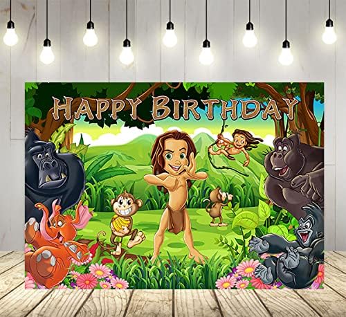 Сафари в Джунглата Фон за Парти по случай рождения Ден на Принадлежност на Сафари Снимка Фонове Тема Tarzan Банер за Душата на детето 59x38 инча