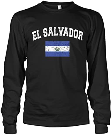 Мъжки Выцветшая тениска с дълъг ръкав с Сальвадорским флага Cybertela и Потертым Модел