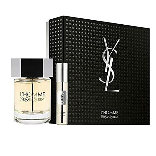 Мъжки комплект Yves Saint Laurent L ' homme от 2 теми (3,4 грама и 0,33 мл EDT и спрей за пътуване), Свеж и дървесен, 3,73 течни унции