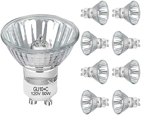 Лампа DUMILOO GU10, 8 Опаковки Халогенни лампи GU10 120V 50W с регулируема яркост MR16 GU10 + C с Дълъг срок на служба за трекового и вградените осветление, Подмяна на лампата NP5, Топъ