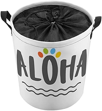 Aloha Hawaii Кръгли Чанти за бельо Водоустойчив Кошница За Съхранение С Дръжки И капак, Затварящ се в Дантела