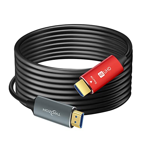 Оптичен Кабел Twozoh HDMI 50 МЕТРА, Дълъг 4K-Кабели HDMI Поддържа 4K при 60 Hz/18 gbps