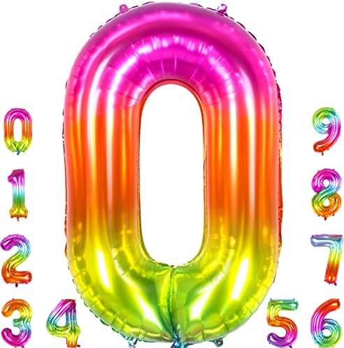 40-Инчов Модел Голям балон с номер 5 за украса на 5-ти Рожден Ден, Многоцветен Гигантски Въздушен Балон с номер 5 от