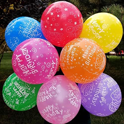 100 Бр 12-Инчови Цветни Латексови Балони с надпис HAPPY BIRTHDAY, Различни Цветове, честит Рожден Ден, Балон за Парти