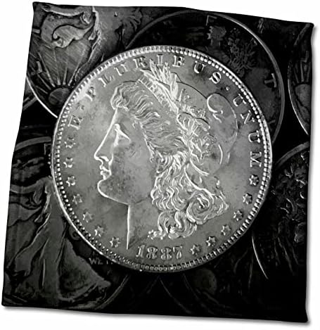 3dRose Сребърен долар Свобода 1887 г. - стилизирани снимка антични монети - Кърпи (twl-173465-3)