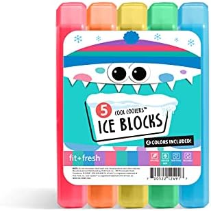 Стръмни охладители Fit + Fresh, Кубчета лед Days of the Week, Цветни и Компактни Пакети с лед, идеални за детски обяд-бокс, Изолирана чанти, кутии за Бэнто и много Други, 5PK, Rainbow