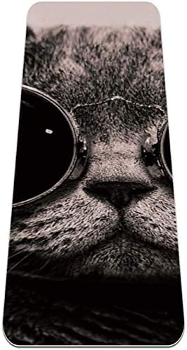 Siebzeh Смешно Котка с очила, по-дебела подложка за йога Премиум-клас, в екологично Чист Гумена подложка за здраве и