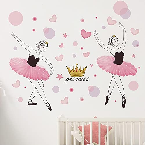 Розови Етикети на стената с Балерина За Малки Момиченца, Подвижни Сладки Стикери за Стена с Балетными Момичета, Стенен