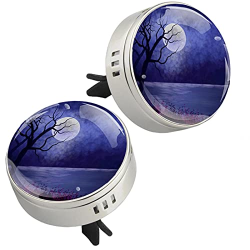 2 ЕЛЕМЕНТА Пейзаж на Лунна Светлина Природата на Дървото Кола Арома-Дифузер Етерично Масло Медальон С Магнитна Закопчалка